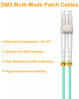VANDESAIL OM3 LC to LC Fiber Patch Cable, Gigabit Fiber Optic Cables 10G with  Multimode OM3 Duplex 50/125 OFNP