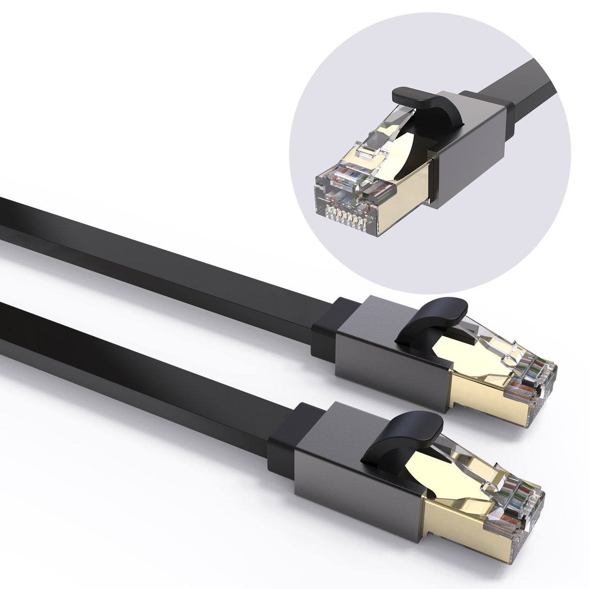 VANDESAIL Cat 8 Ethernet Cable Flat, 40Gbps with RJ45 Gold Plated Connector SFTP, High Speed Gaming LAN Patch Cable