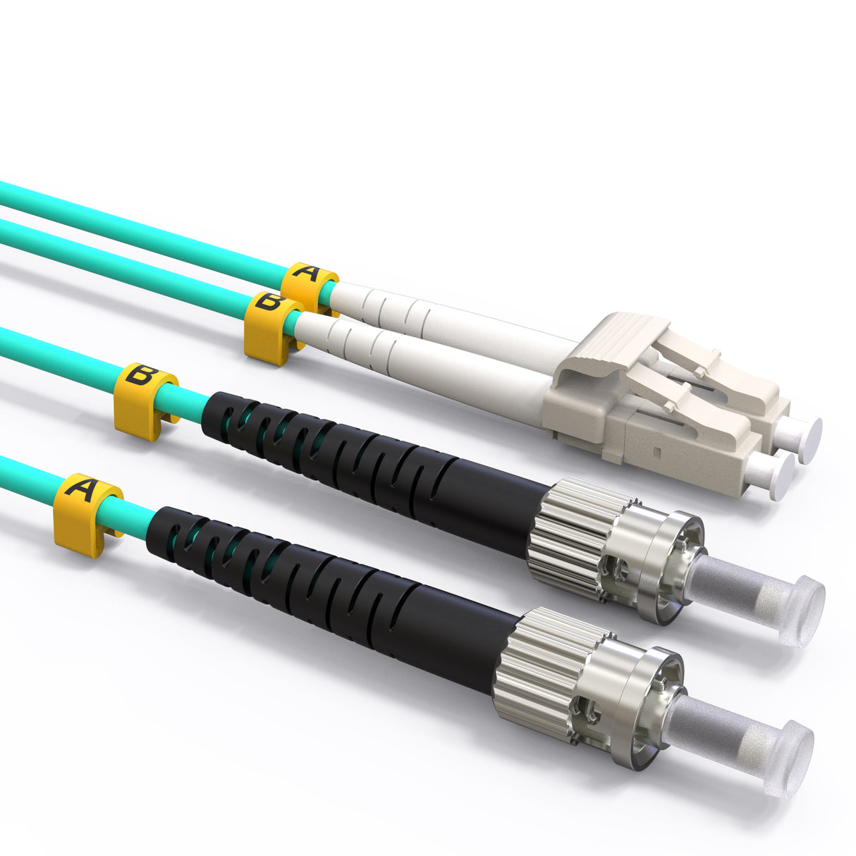 VANDESAIL OM3 LC to ST Fiber Patch Cable, 10G Gigabit Fiber Optic Cable with LC-ST, Multimode Duplex Fiber Cable