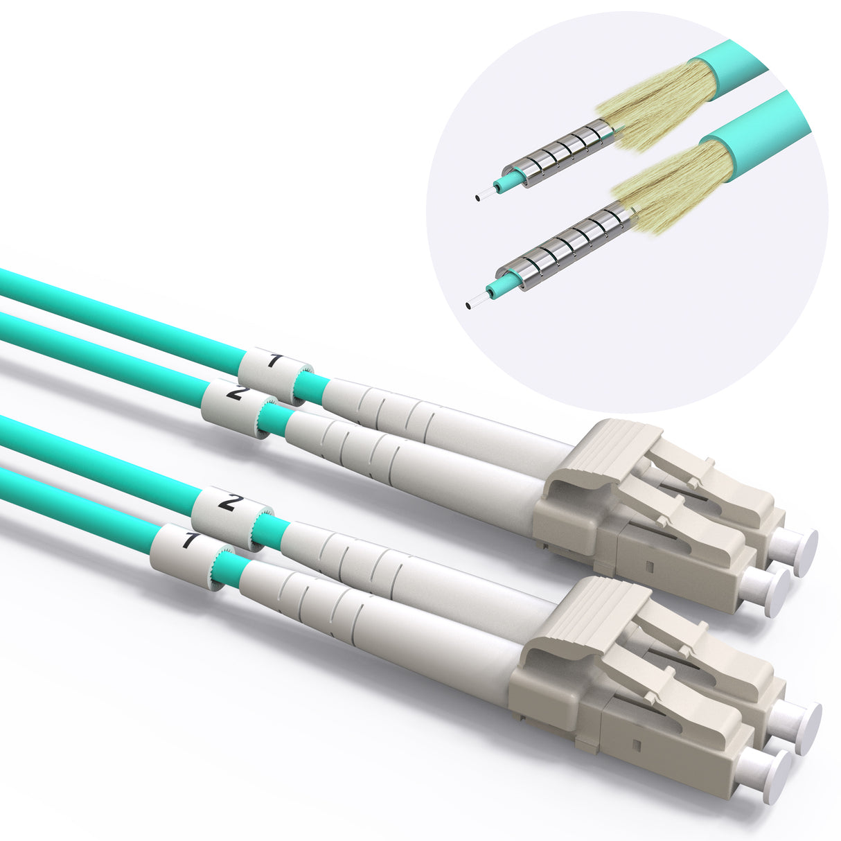 VANDESAIL OM3 LC to LC Fiber Patch Cable Armored, Gigabit Fiber Optic Cables 10G with  Multimode OM3 Duplex 50/125 OFNP