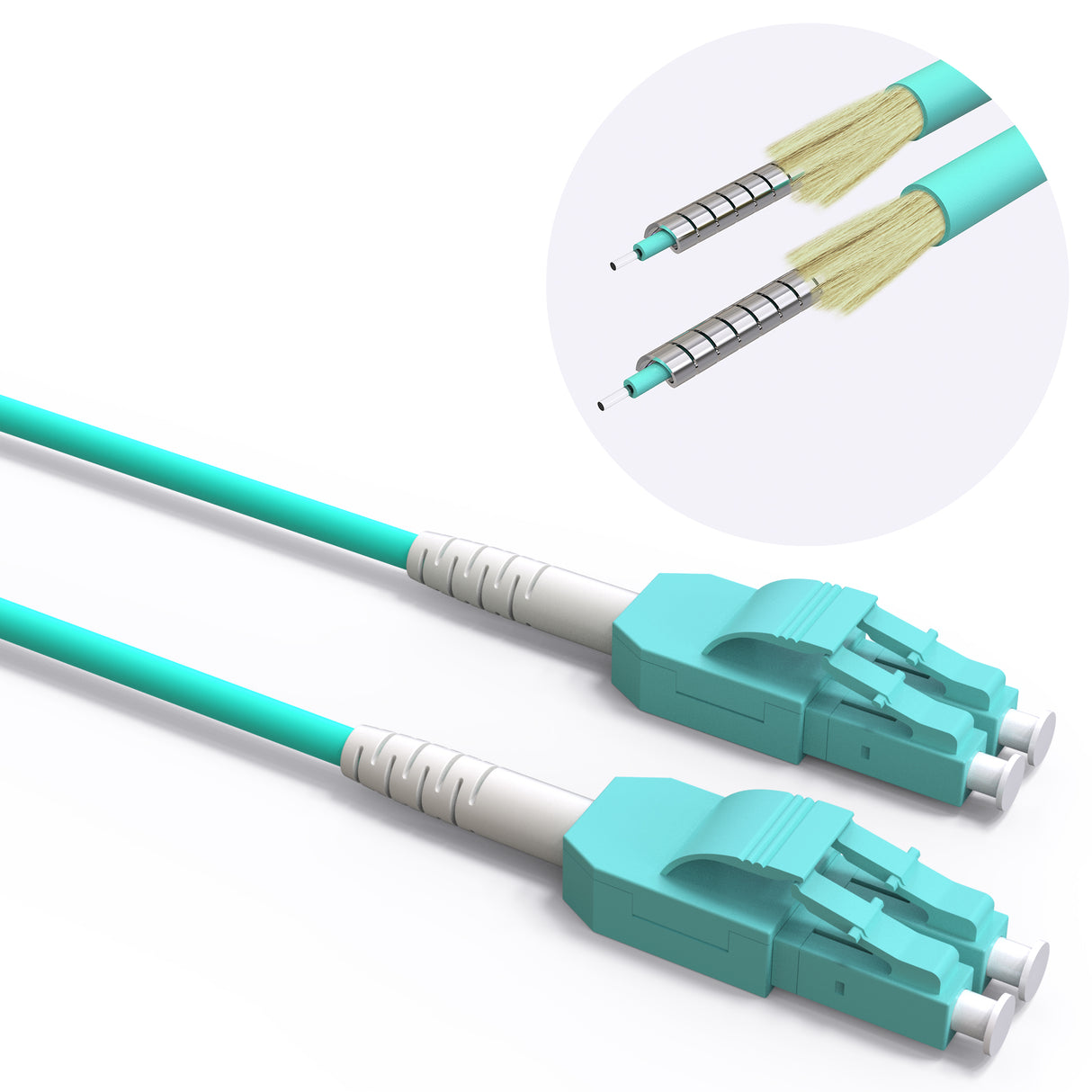 VANDESAIL OM3 LC to LC Fiber Patch Cable Armored Uniboot, Gigabit Fiber Optic Cables 10G with  Multimode OM3 Duplex 50/125 OFNP