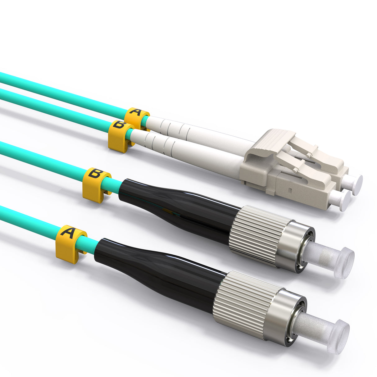 VANDESAIL OM3 LC to FC Fiber Patch Cable, Gigabit Fiber Optic Cables 10G with Multimode OM3 Duplex 50/125 OFNP