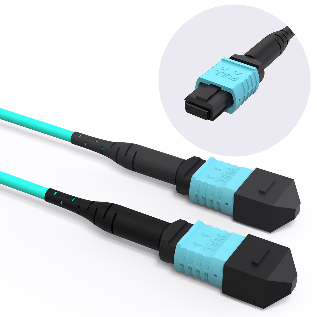 VANDESAIL MPO to MPO Fiber Cable Aqua, 12 Strand OM3 Multimode Fiber, Compatible with MTP/QSFP+ for High-Density Networking