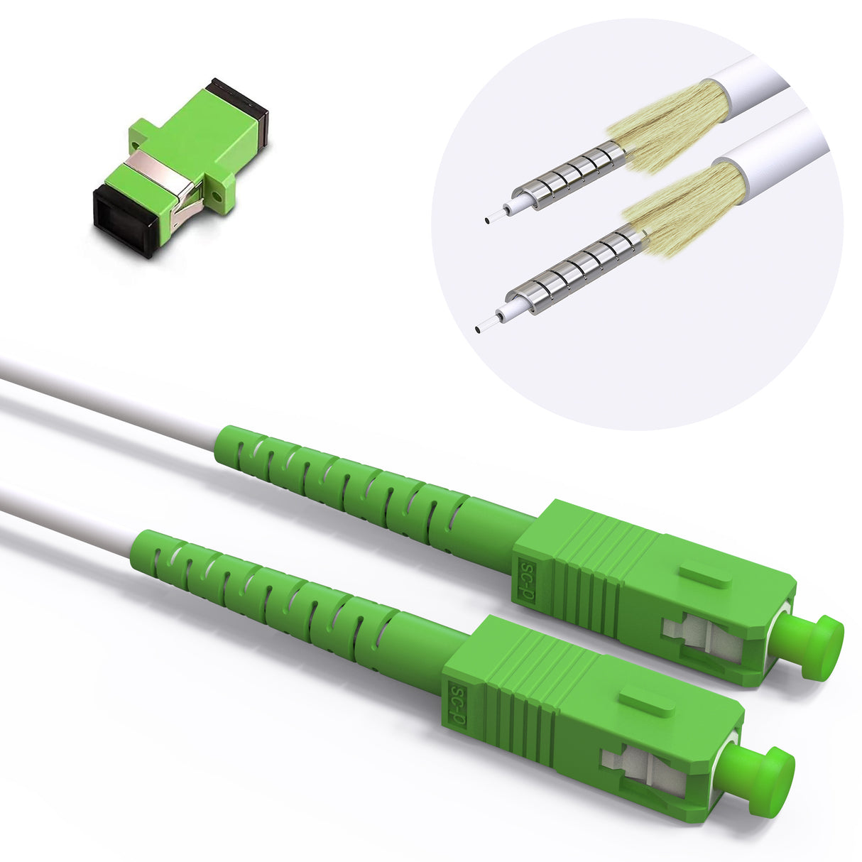 VANDESAIL OS2 SC-APC to SC-APC Armored Fiber Optic Cable, Single Mode Fiber Patch Cable, Simplex