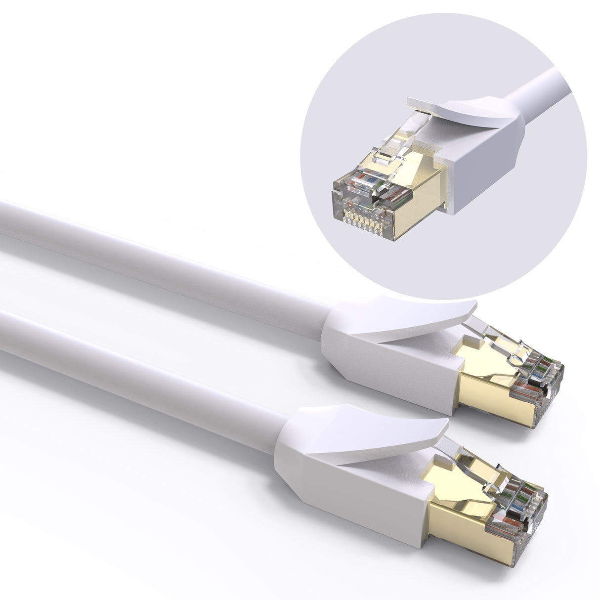 VANDESAIL Cat 8 Ethernet Cable Round, 40Gbps with RJ45 Gold Plated Connector SFTP, High Speed Gaming LAN Patch Cable