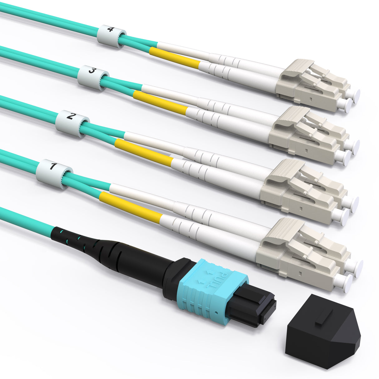 VANDESAIL MPO to MPO & 4x LC to LC Cables,Fiber Cable Set 12 Strand OM3 Multimode, High-Density Networking