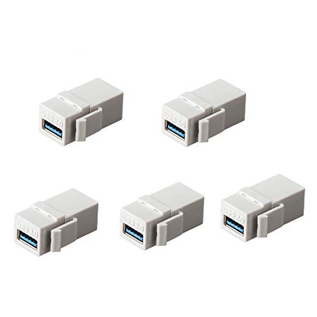 MACTISICAL USB 3.0 Keystone Jack Inserts, 5pcs USB to USB Adapters Female to Female Connector White - vandesail