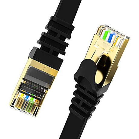 Ethernet Cable, VANDESAIL 2 Pack CAT 7 High Speed Rj45 Full Gold Plated Plug Cord (Black + White, 6.5ft) - vandesail