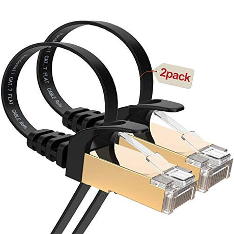 Ethernet Cable, VANDESAIL 2 Pack CAT 7 High Speed Rj45 Cable (Black, 3ft + 6.5ft) - vandesail