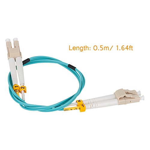 Fiber Patch Cable, VANDESAIL 10G Gigabit Fiber Optic Cables with LC to LC Multimode OM3 Duplex 50/125 OFNP (0.5M, OM4 LC/LC Multimode, 5 Pack) - vandesail