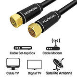 Coaxial Cable Triple Shielded, 50 FT VANDESAIL RG6 Coax Cable 75 Ohm with Gold Plated F-Type Connector Pin TV Cable, for Cable TV, Antenna, Satellite and More(Black) - vandesail
