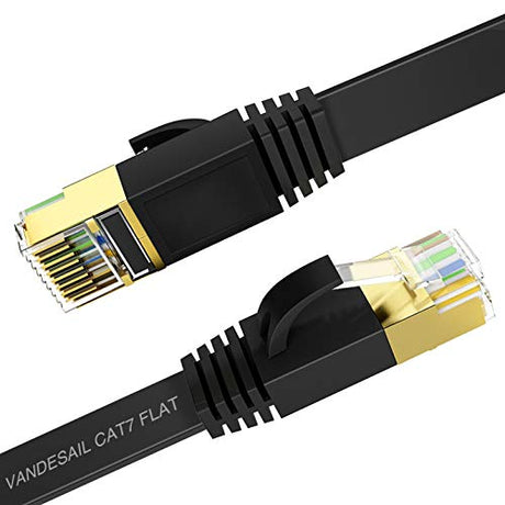 Ethernet Cable 50ft, VANDESAIL CAT 7 Flat High Speed Network LAN Internet Cable for Switch, Router, Modem, PC Laptop - vandesail