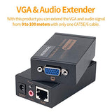 MOERISICAL VGA Cat5e Cat6 Extender 300ft Video Repeater Over Ethernet Cable, up to 100m, Sender+Receiver - vandesail