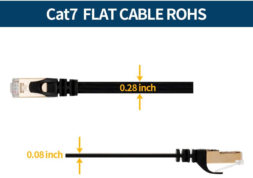 Ethernet Cable, VANDESAIL CAT7 Network Cable RJ45 High Speed STP LAN Cord Gigabit 10/100/1000Mbit/s Gold Plated Lead (2m/ 6.5ft, Black-2pack) - vandesail