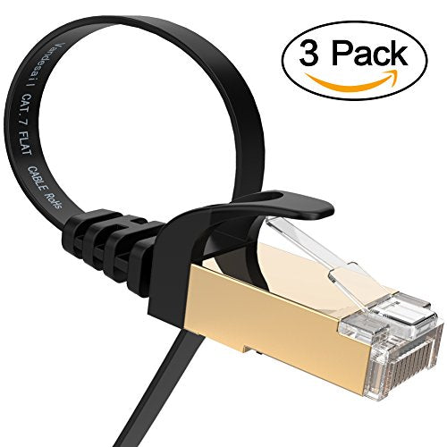 Vandesail CAT7 LAN Network Cable (1m/3ft, Black-3 pack)