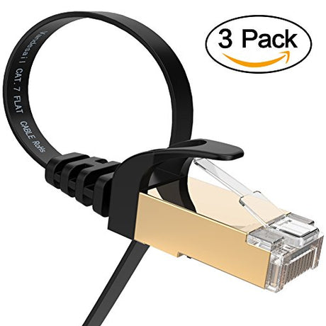 Ethernet Cable, VANDESAIL CAT7 Network Cable RJ45 High Speed STP LAN Cord Gold Plated Lead (6.5ft, Black-3pack) - vandesail