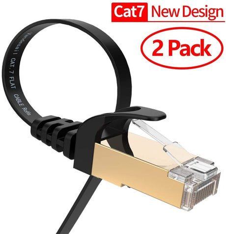 VANDESAIL CAT 7 Ethernet Cable, Gigabit Cable 15 FT RJ45 High Speed STP LAN Network Cord Gold Plated Lead (5m/15ft Black-2pack) - vandesail
