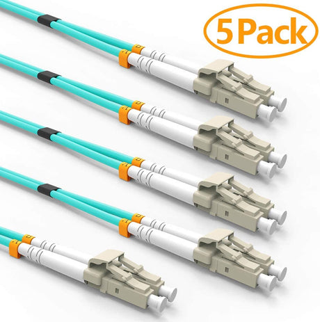 Fiber Patch Cable, VANDESAIL 10G Gigabit Fiber Optic Cables with LC to LC Multimode OM3 Duplex 50/125 OFNP 5Pack - vandesail