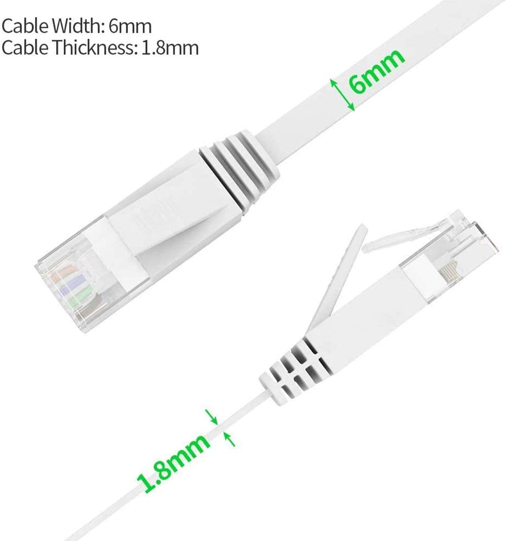 Cat6 Ethernet Cable Vandesail Network Internet LAN Cable for Modem, Router, PS4, Xbox (Flat,White) - vandesail